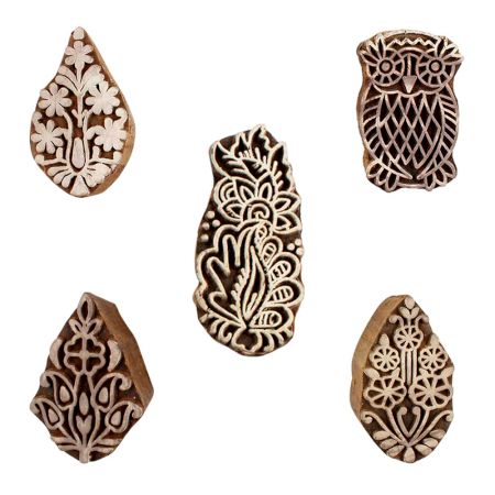 Set of 5 Piece New Mix Wooden Printing Blocks